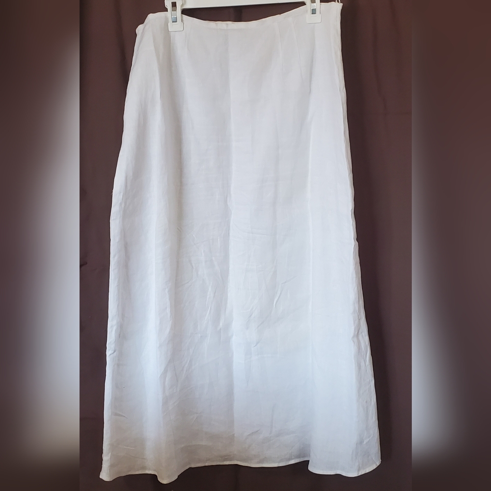 Ecologie Women's White Linen Long Skirt, Sz 12 - Picture 7 of 11